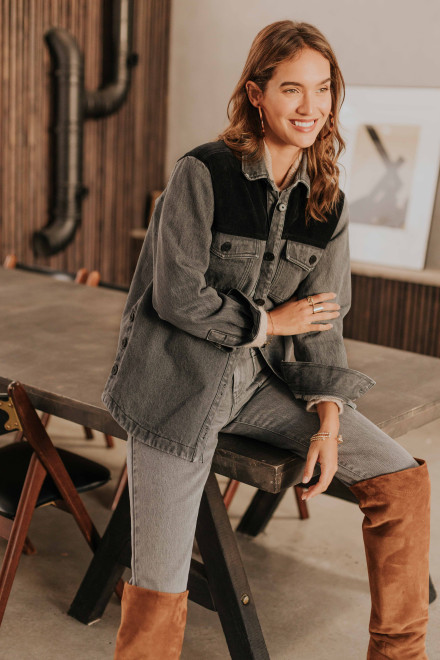 Marceau dual material jacket grey - Orta