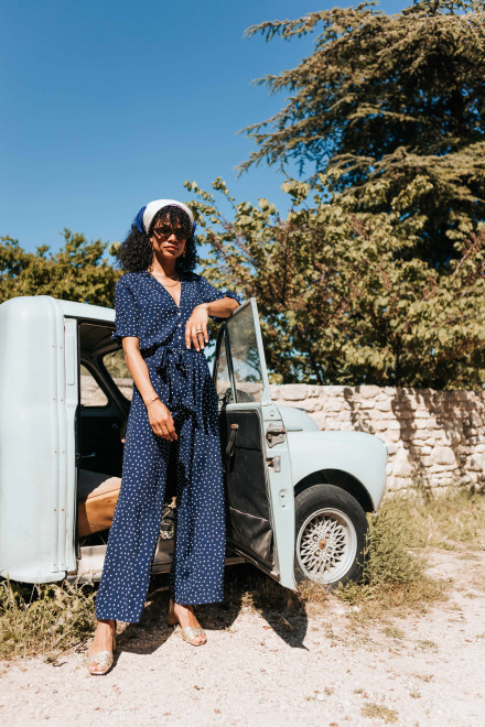 Angele marine pois blanc playsuit - Orta